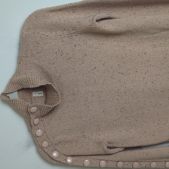 '90s/Y2k Mock Neck Lambswool Knit Sweater Button Sleeve Detail Women's Size S - Picture 7 of 8